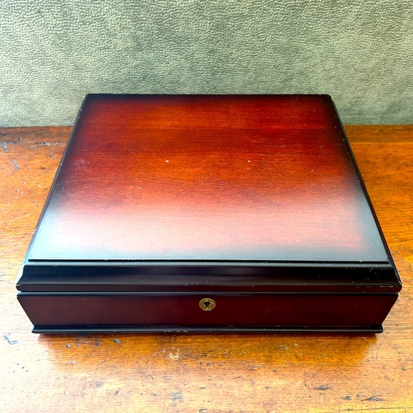 Vintage 1999 The Bombay Company Mahogany & Velvet Memory Keepsake Jewellery Box - Picture 1 of 8